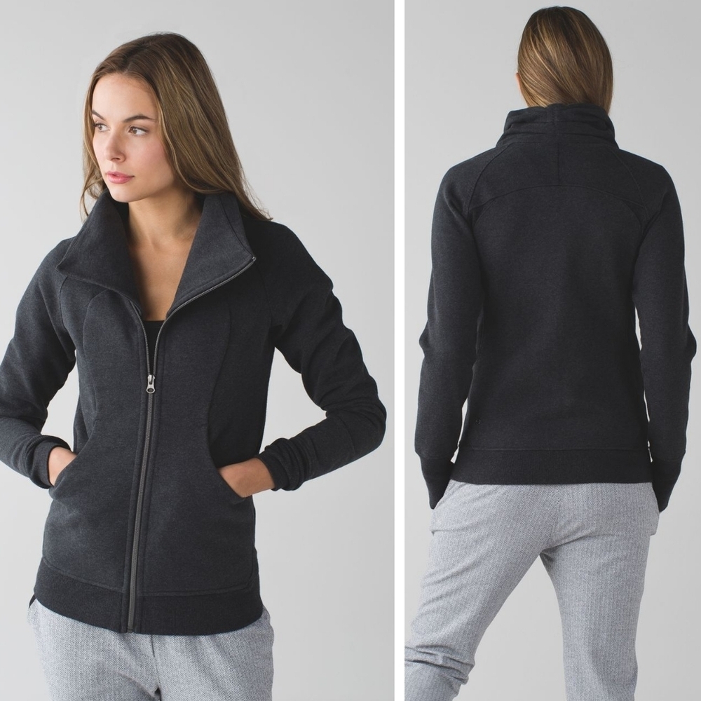 Lululemon Cozy Cuddle Up Jacket Heathered Black Love Your Melon Crew size 6